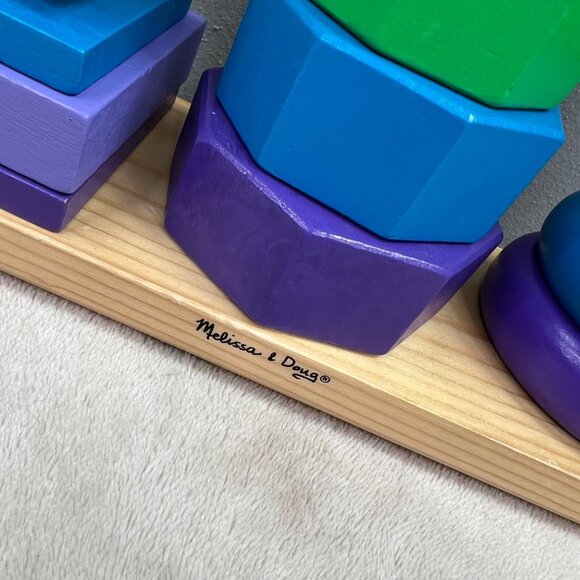 Melissa & Doug Geometric Stacker Wood Rainbow Stacking Shapes 2019 Missing 1 Pc - Picture 2 of 9